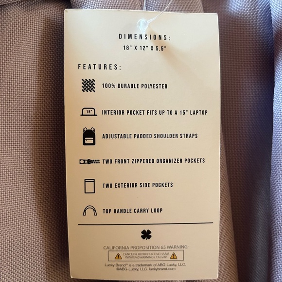 Rare Lucky Brand Taupe lavender Backpack - Picture 8 of 9